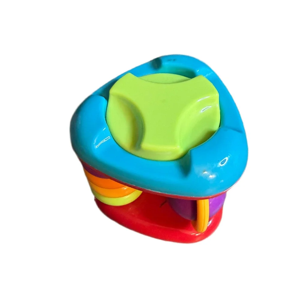 Multicolor Sensory Activity Toy Triangle with Mirror and Spinning Ball 4 Inch